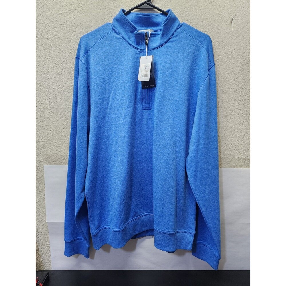 NWT Cutter & Buck Shoreline 1/4 Zip Pullover Blue LT Large Men Golf MSRP $95